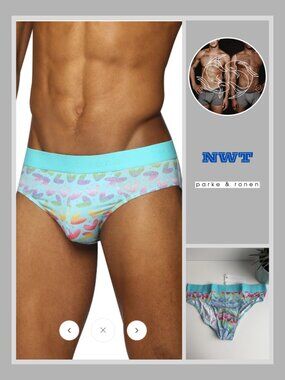 Parke & Ronen - Print Low Rise Brief - Heartbreaker Turquoise (M)